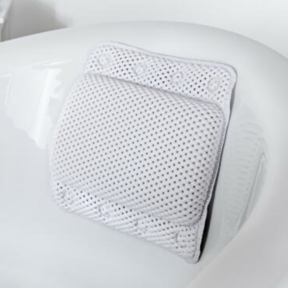 Plush White Bath Pillow with Perforated Cover